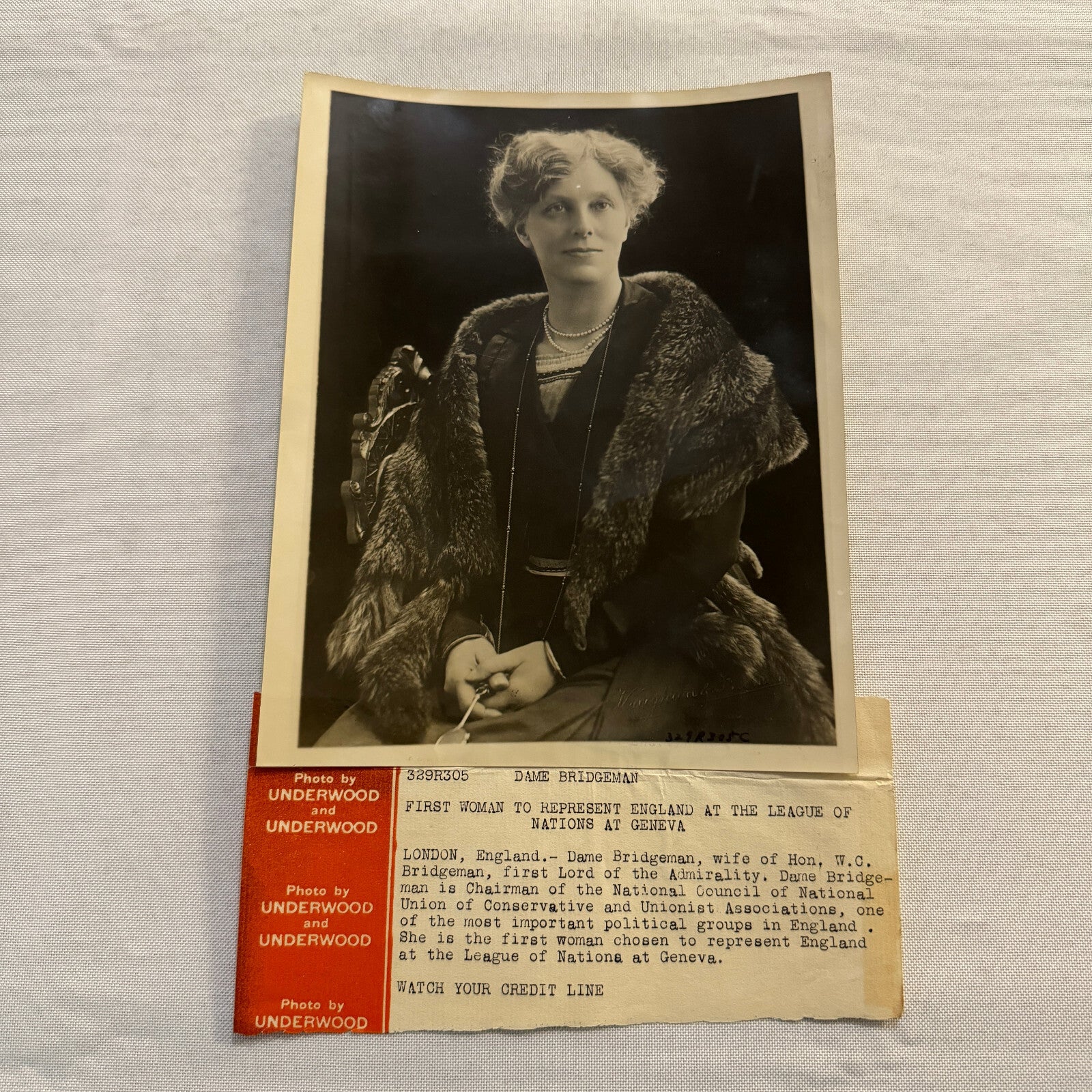 First Woman to Represent England at The League of Nations Press Photo Photograph