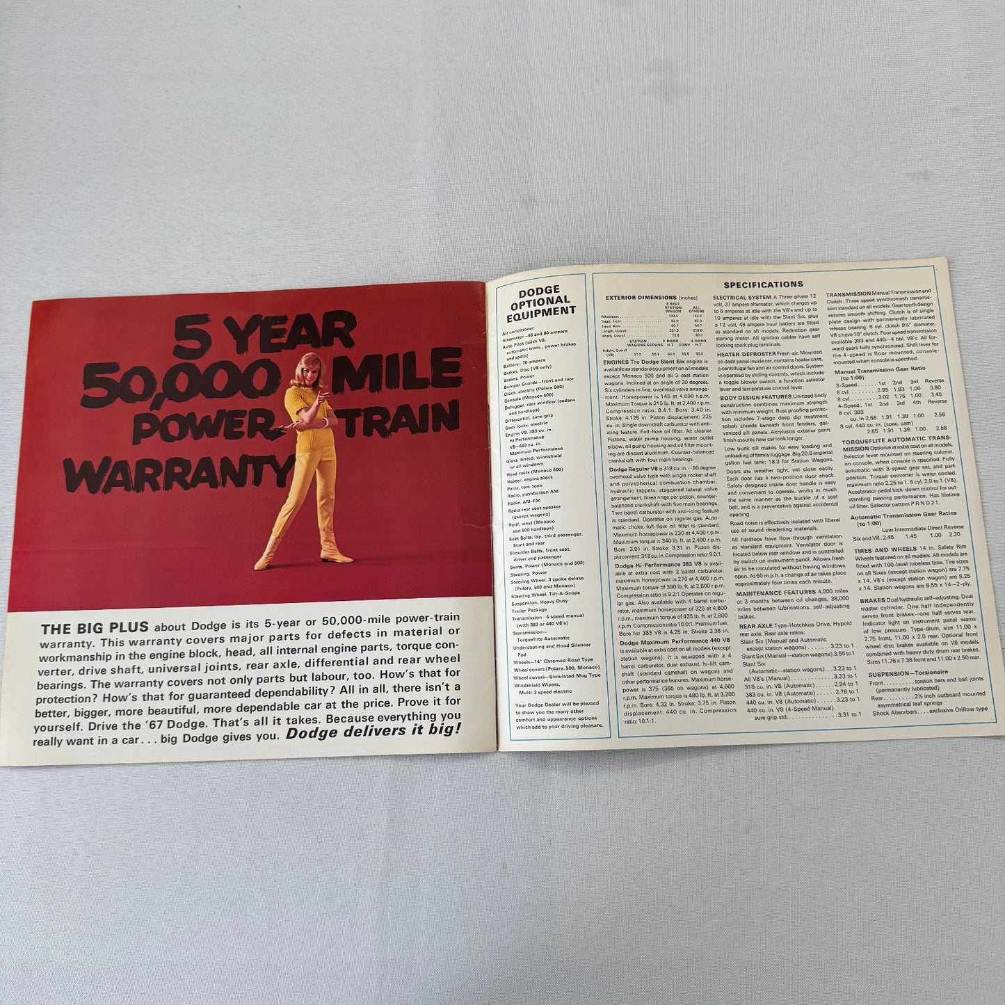 1967 Dodge Car Sales Brochure Catalog Monaco 500 Polara 500 Vintage Canadian