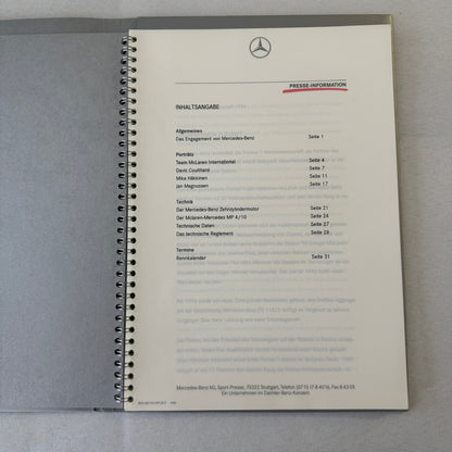 1996 Mercedes Marlboro F1 Formula One Racing Press KIt Mika Hakkinen Coulthard