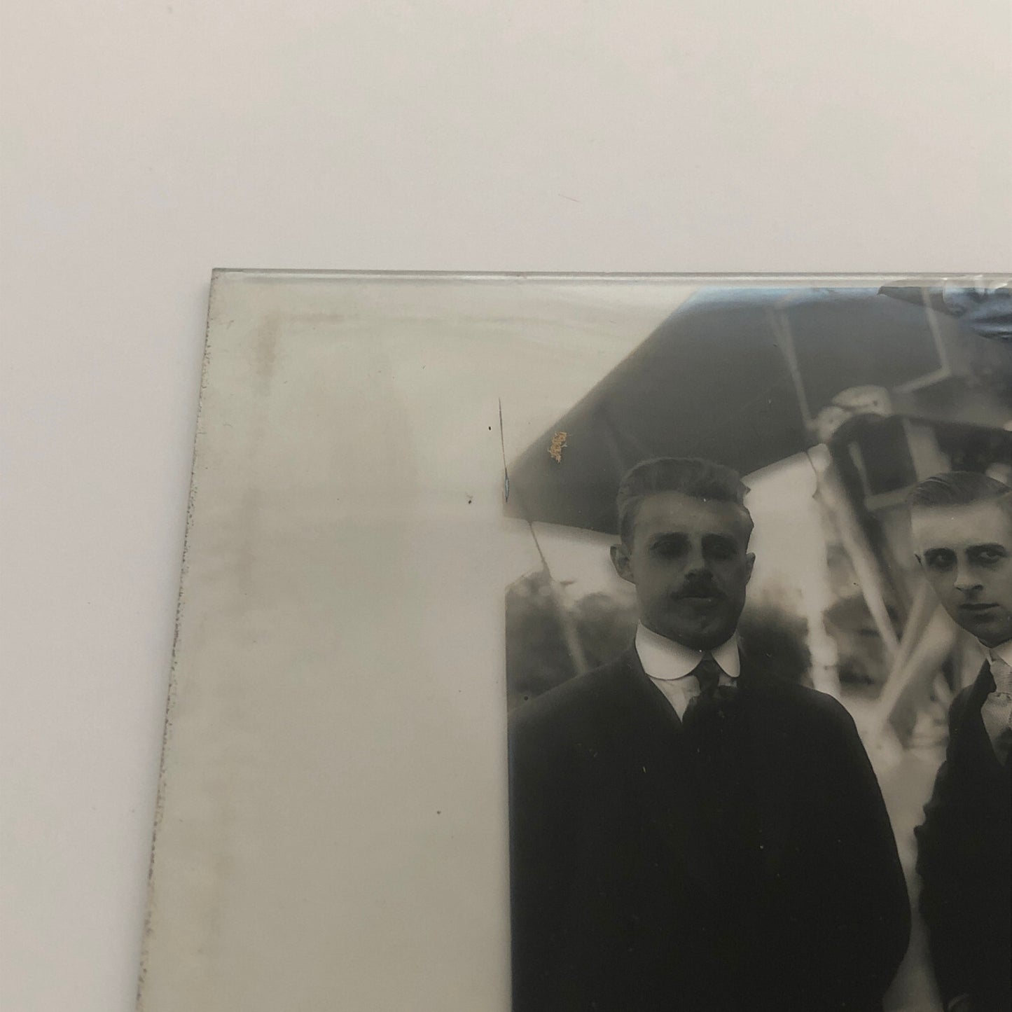 Antique Glass Plate Lantern Slide Men Flying Boat Airplane Aircraft Aviator