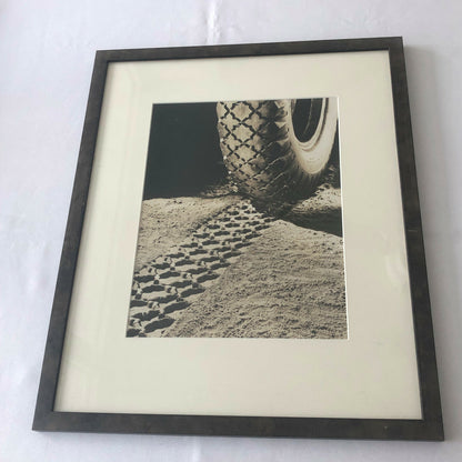 Vintage Art Photograph Automobile Tire on Sand - Possibly Advertising Framed 
