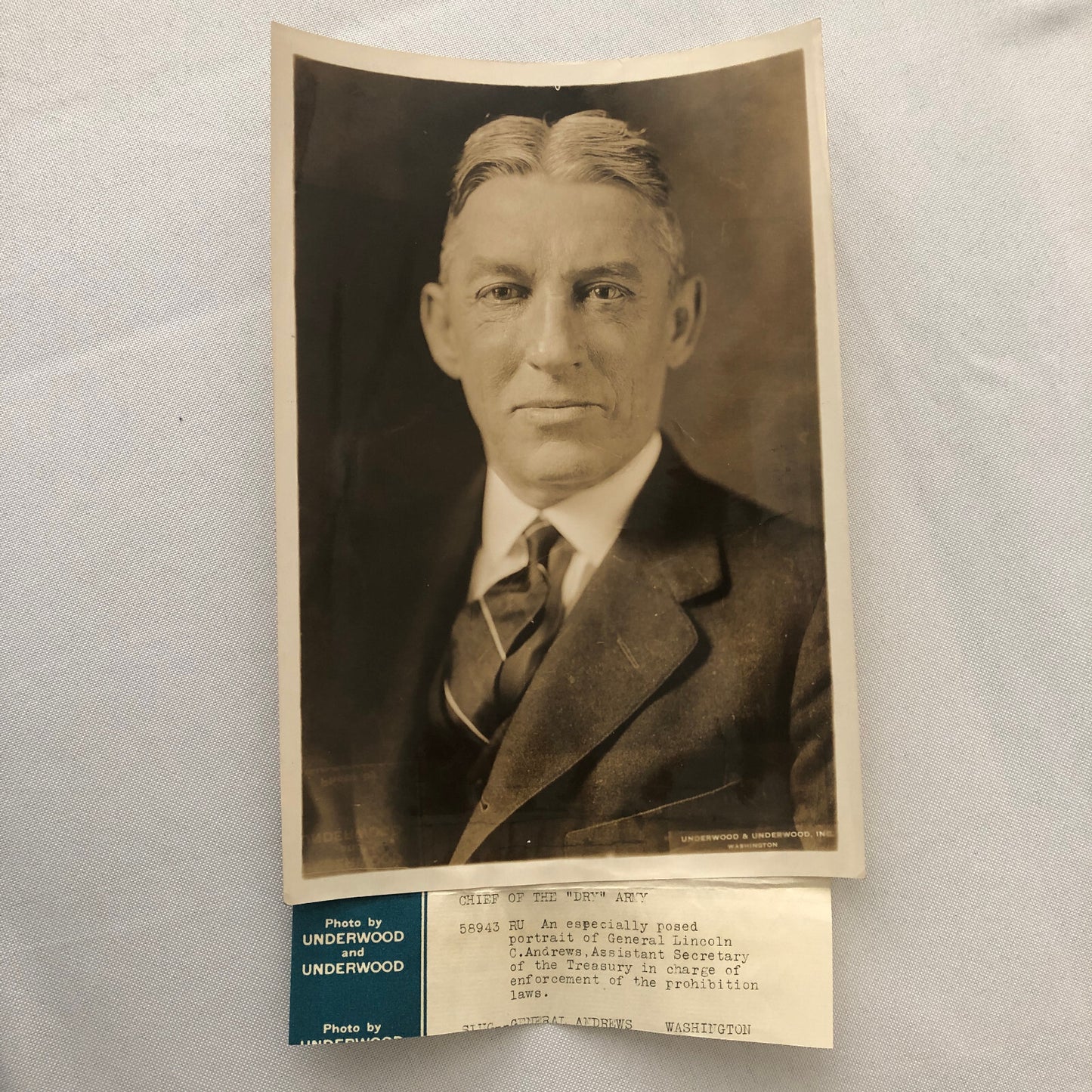 Press Photo Photograph Prohibition Law Enforcement Dry Army Chief Portrait