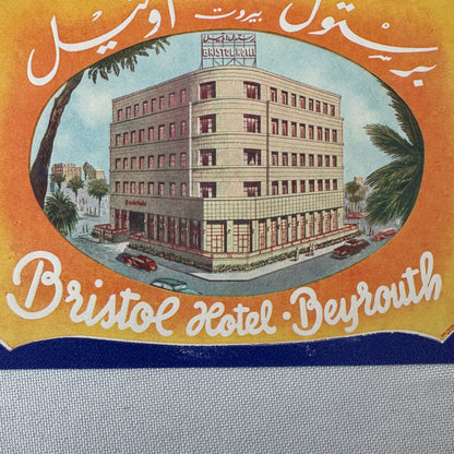 Vintage Hotel Travel Luggage Label Bristol Hotel Beirut Lebanon Beyrouth