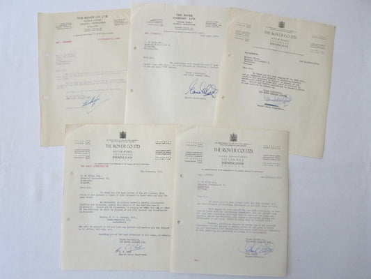 1948 - 1955 Rover Car Company Letter Letterhead Document Lot of 5
