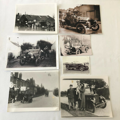 Lot of 7 Photo Photograph Prints - Vintage Car Autombile Esso Gas Station + 