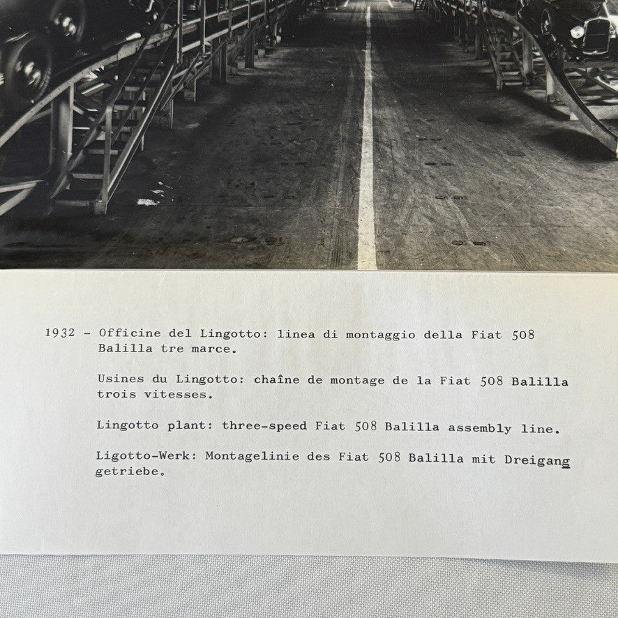 Vintage Fiat 508 Balilla Factory Assembly Line Photo Photograph Print 1932