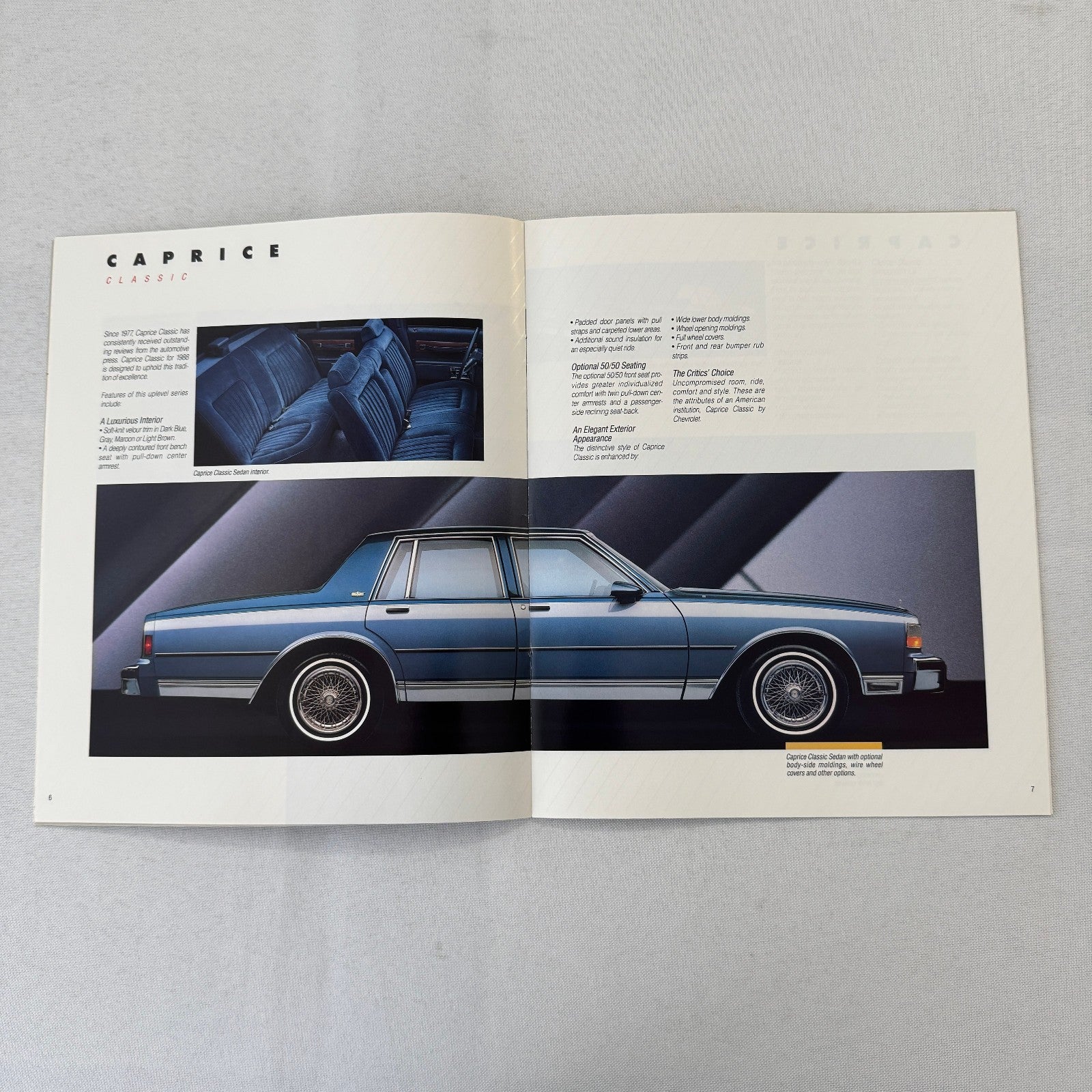 1988 Chevrolet Caprice Car Sales Brochure Catalog Brougham Wagon Sedan