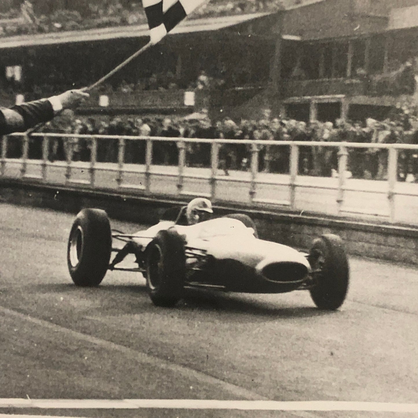 Vintage 1964 Racing Photo Jack Brabham Win and Jim Clark Crash Associated Press