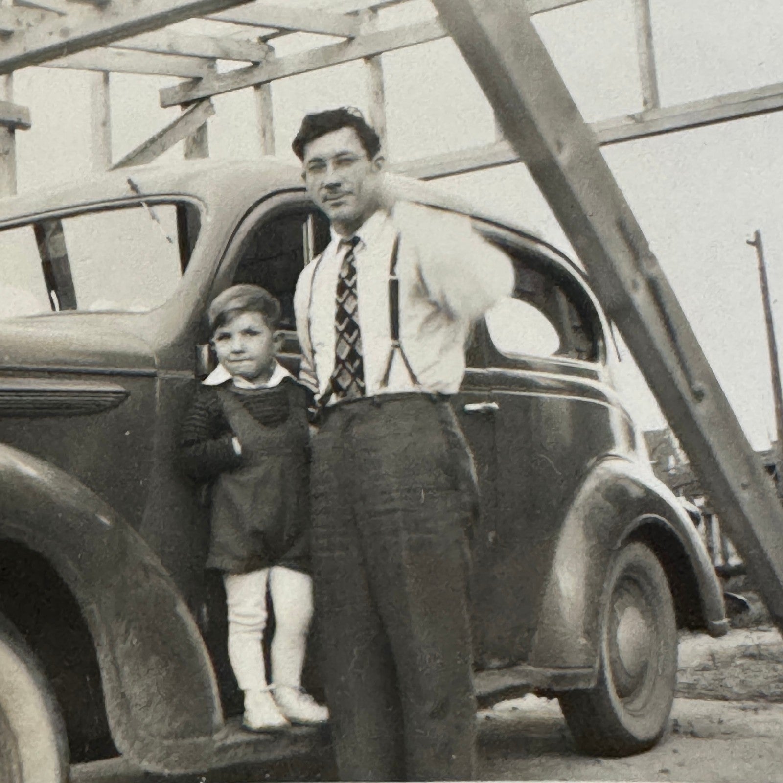 Vintage Car Automobile Photo Photograph Print Snapshot Quebec Canada Man Child