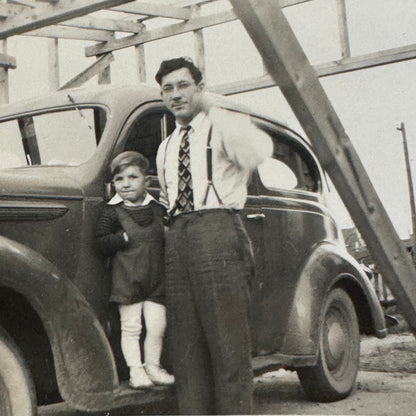 Vintage Car Automobile Photo Photograph Print Snapshot Quebec Canada Man Child