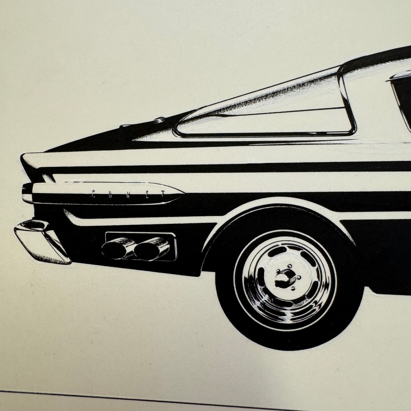 1964 Mercury Comet Super Cyclone Concept Illustration Art Drawing Hand Drawn