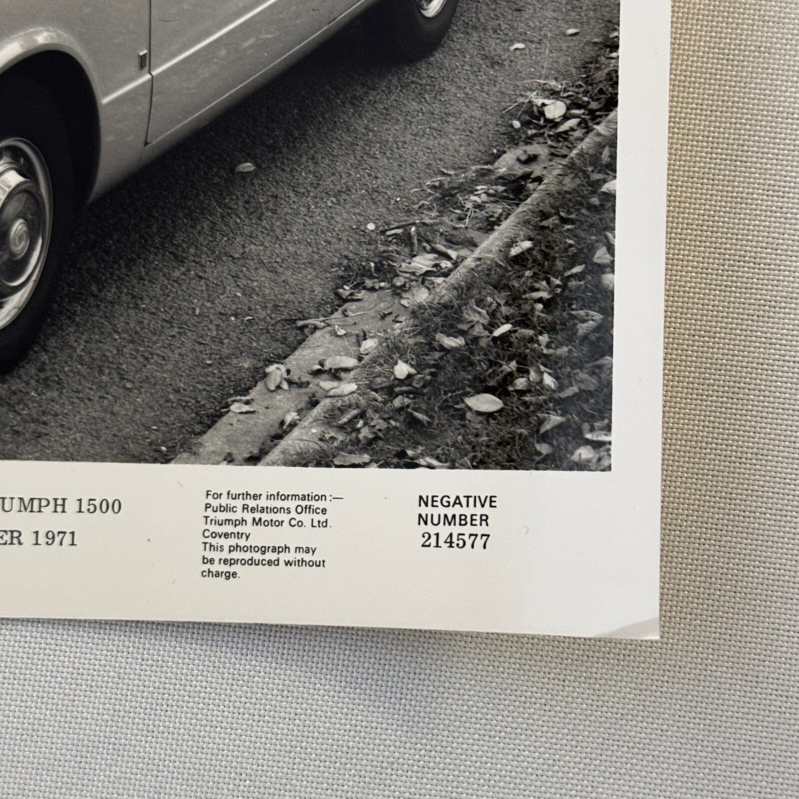 Triumph 1500 Silver Label Car Factory Press Photo Photograph Vintage 1971 1972