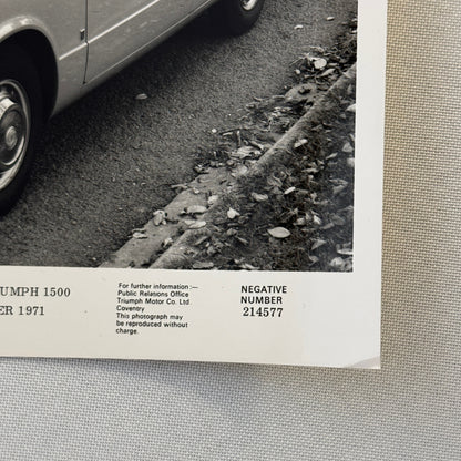 Triumph 1500 Silver Label Car Factory Press Photo Photograph Vintage 1971 1972