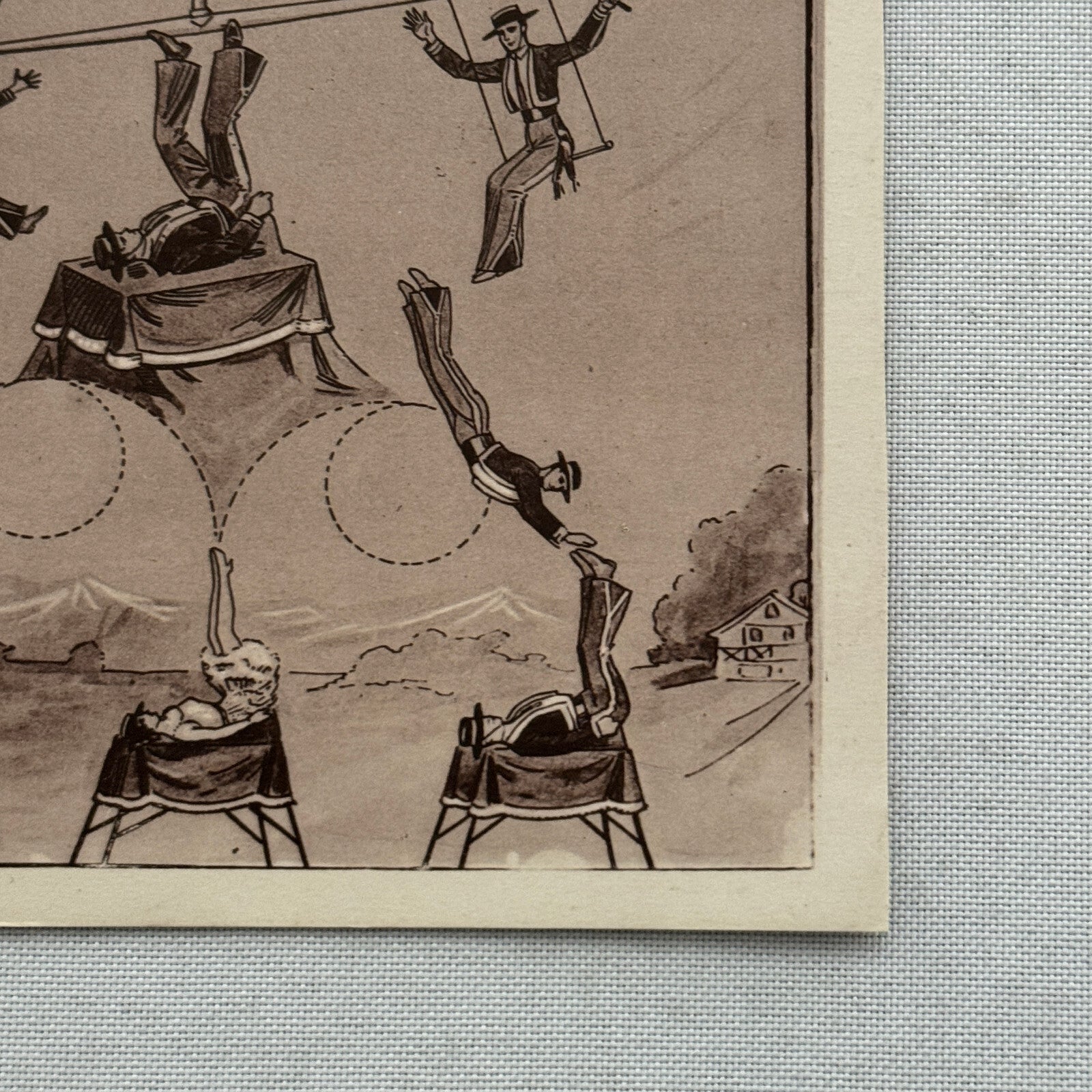 Vintage Circus Performer Tumbling Acrobat Act Advertising Card Ronco Troupe