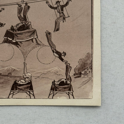 Vintage Circus Performer Tumbling Acrobat Act Advertising Card Ronco Troupe