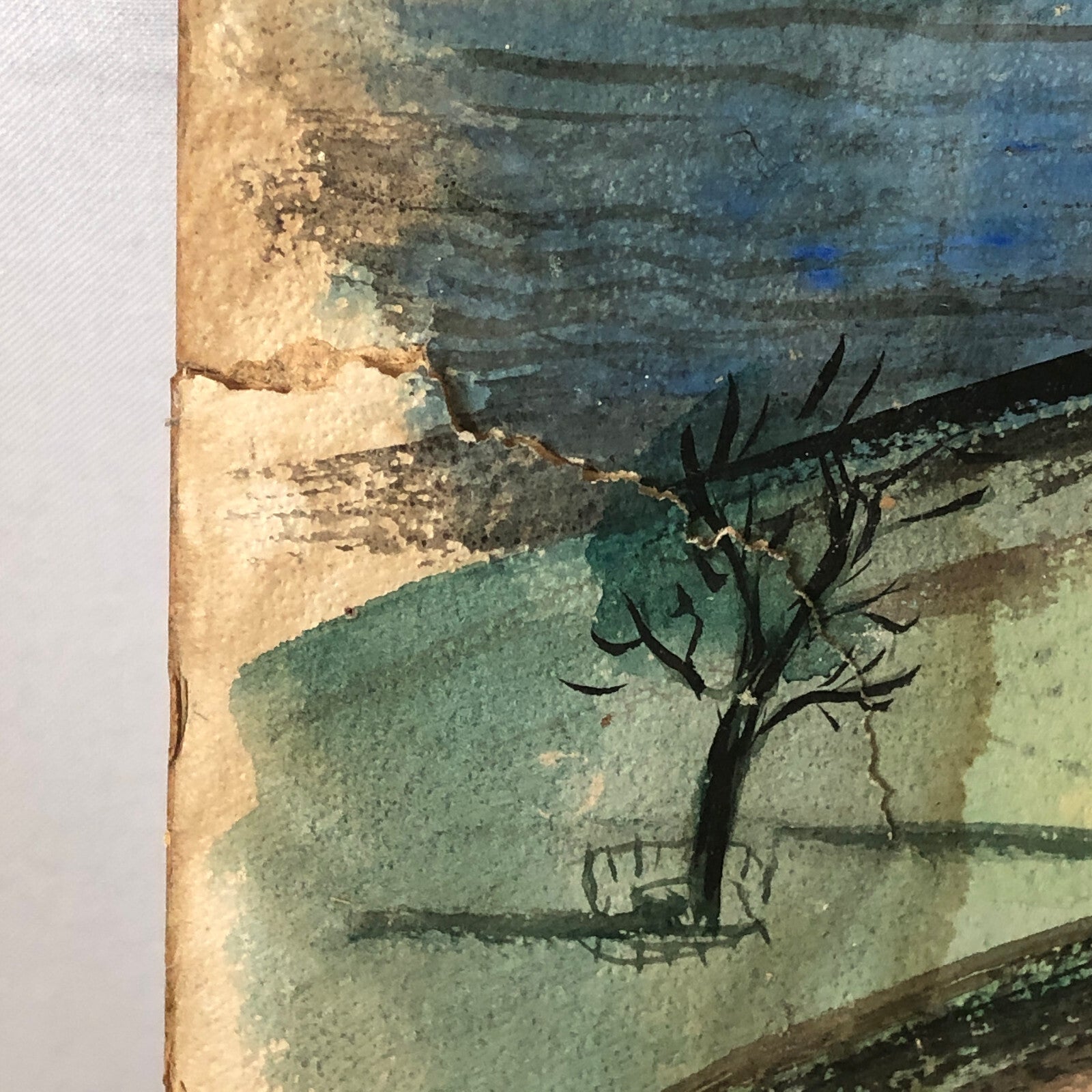 Vintage Painting Art Artwork Artist Arthur E Sudler Buildings Road Water