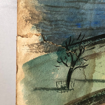 Vintage Painting Art Artwork Artist Arthur E Sudler Buildings Road Water