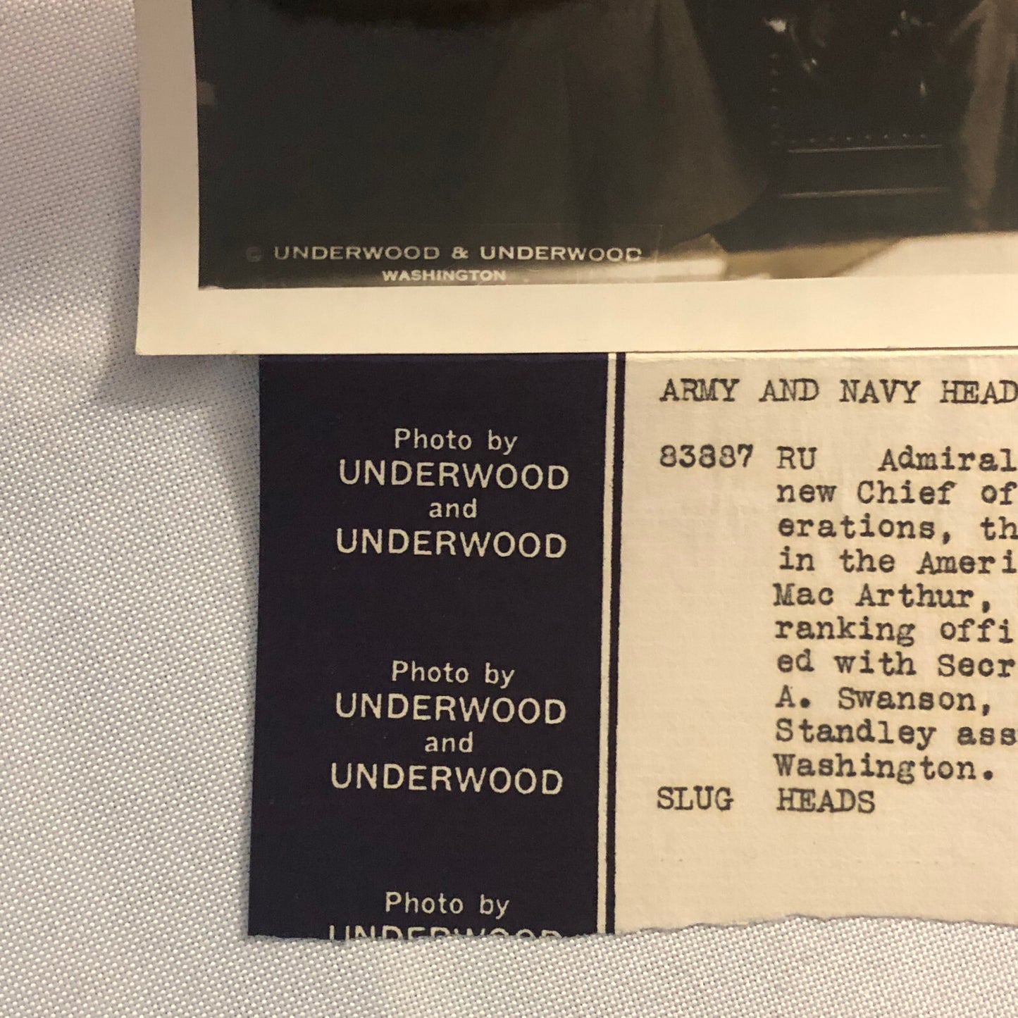 Press Photo Photograph Army Navy Heads Admiral Standley Douglas MacArthur + 1933