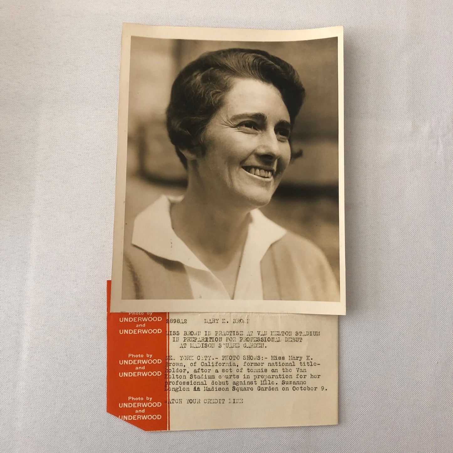Press Photo Tennis Star Mary K Brown Madison Square Gardens