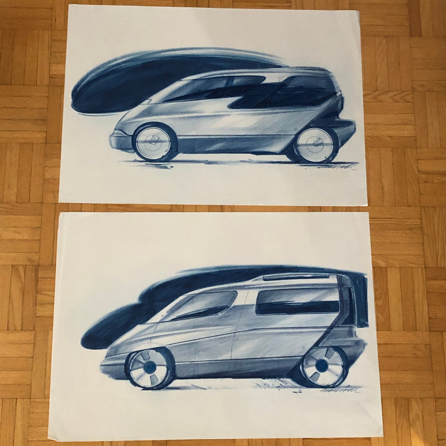 Car Styling Concept Illustration Art Drawing Sketch Vintage Lot 14x NOTTRODT Van