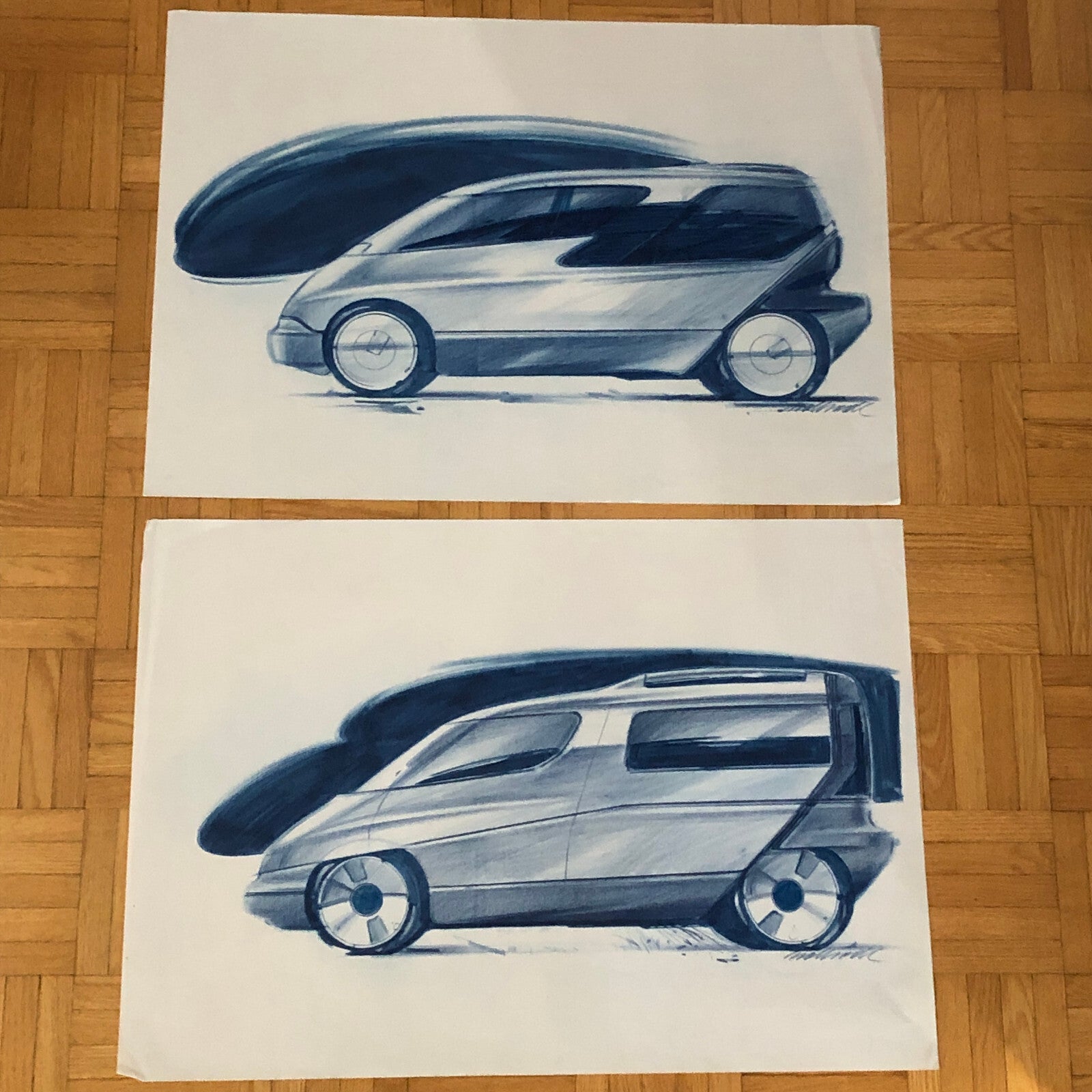 Car Styling Concept Illustration Art Drawing Sketch Vintage Lot 14x NOTTRODT Van