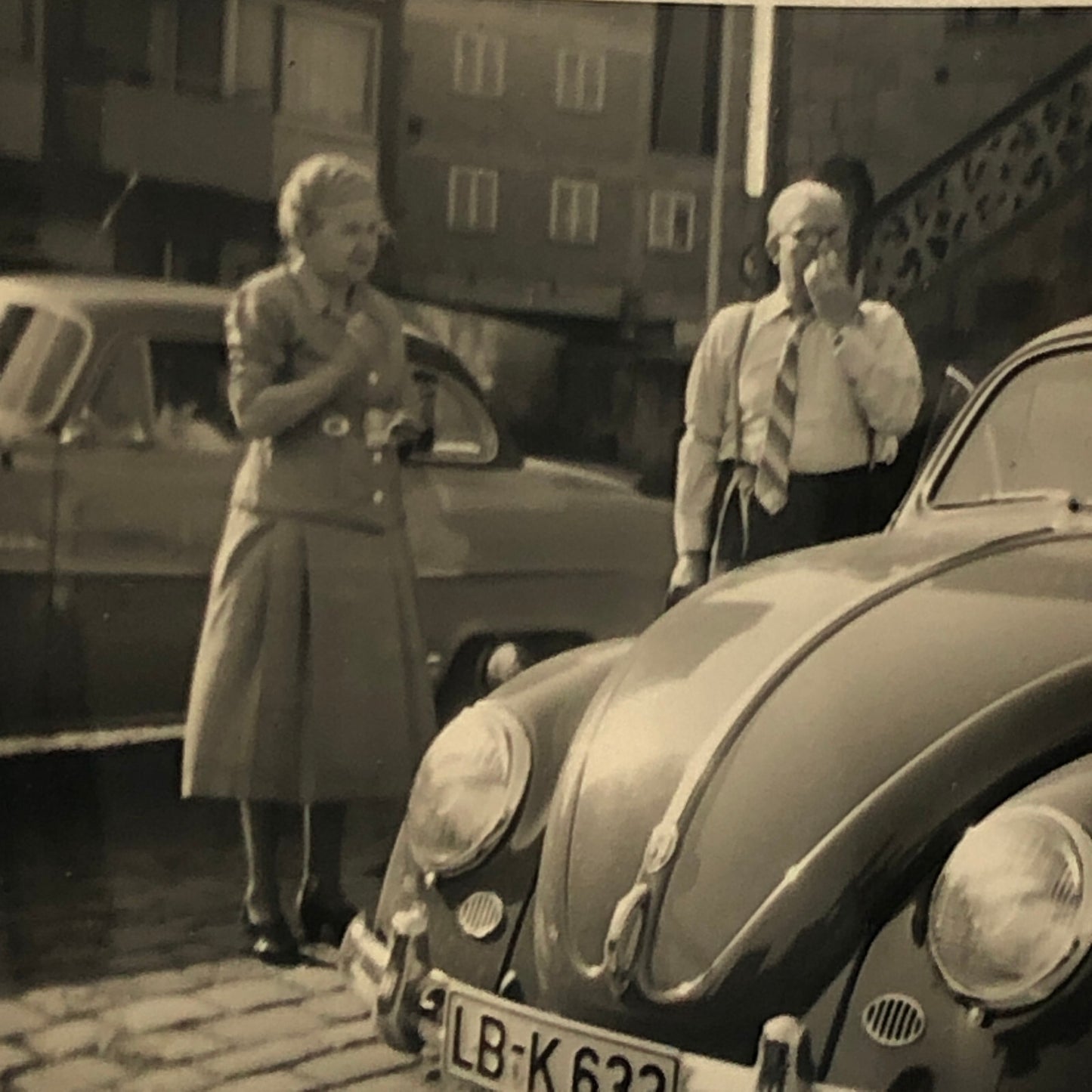 Vintage Photo Photograph Snapshot People with VW Volkswagen Beetle Bug