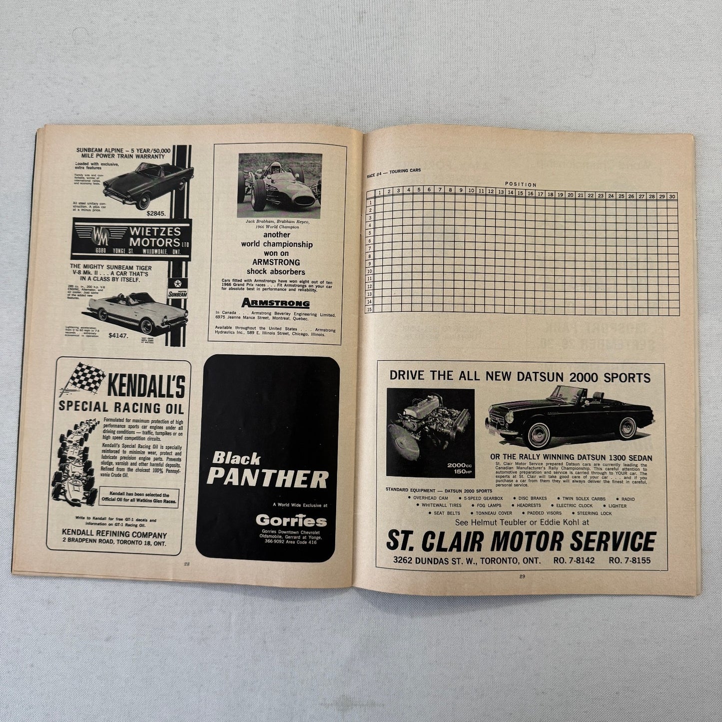 1967 Can Am Racing Program Players 200 Mosport Canada CanAm Bruce McLaren +