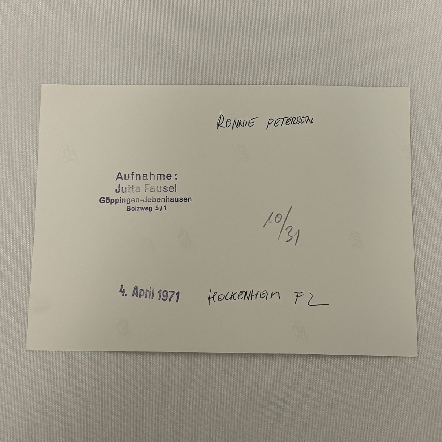 Vintage Racing Photo 1971 Hockenheim F2 Race Ronnie Peterson Driver Motorsport