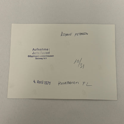 Vintage Racing Photo 1971 Hockenheim F2 Race Ronnie Peterson Driver Motorsport