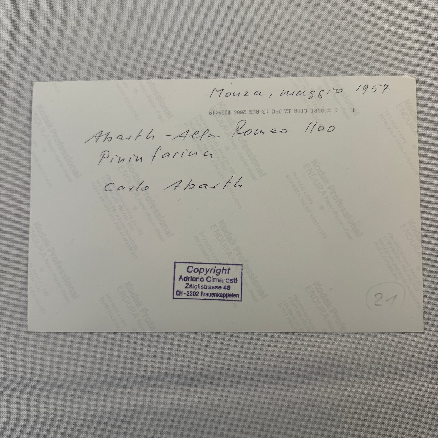 Alfa Romeo Abarth 1100 Pininfarina Car with Carlo Abarth Photo Photograph Modern