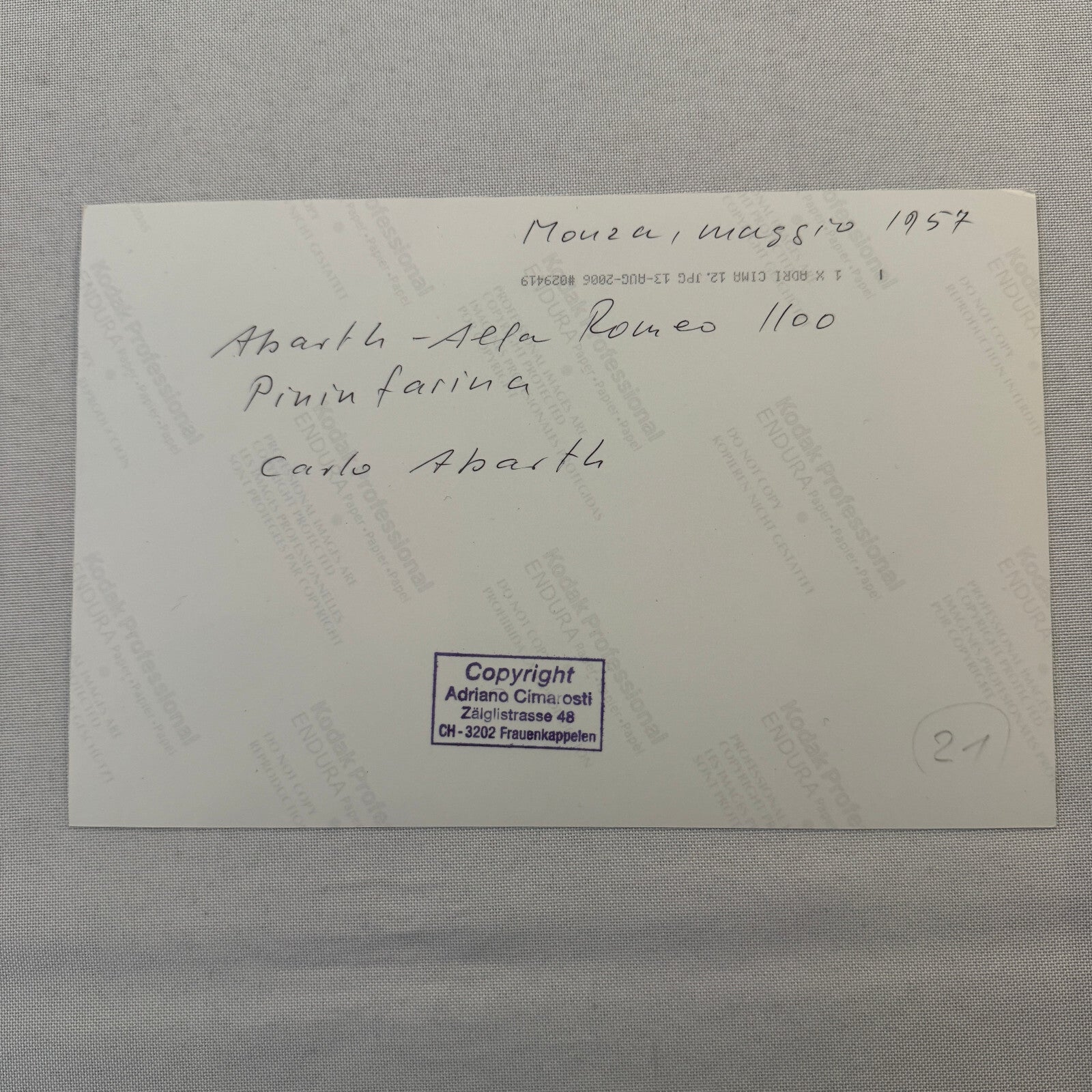 Alfa Romeo Abarth 1100 Pininfarina Car with Carlo Abarth Photo Photograph Modern