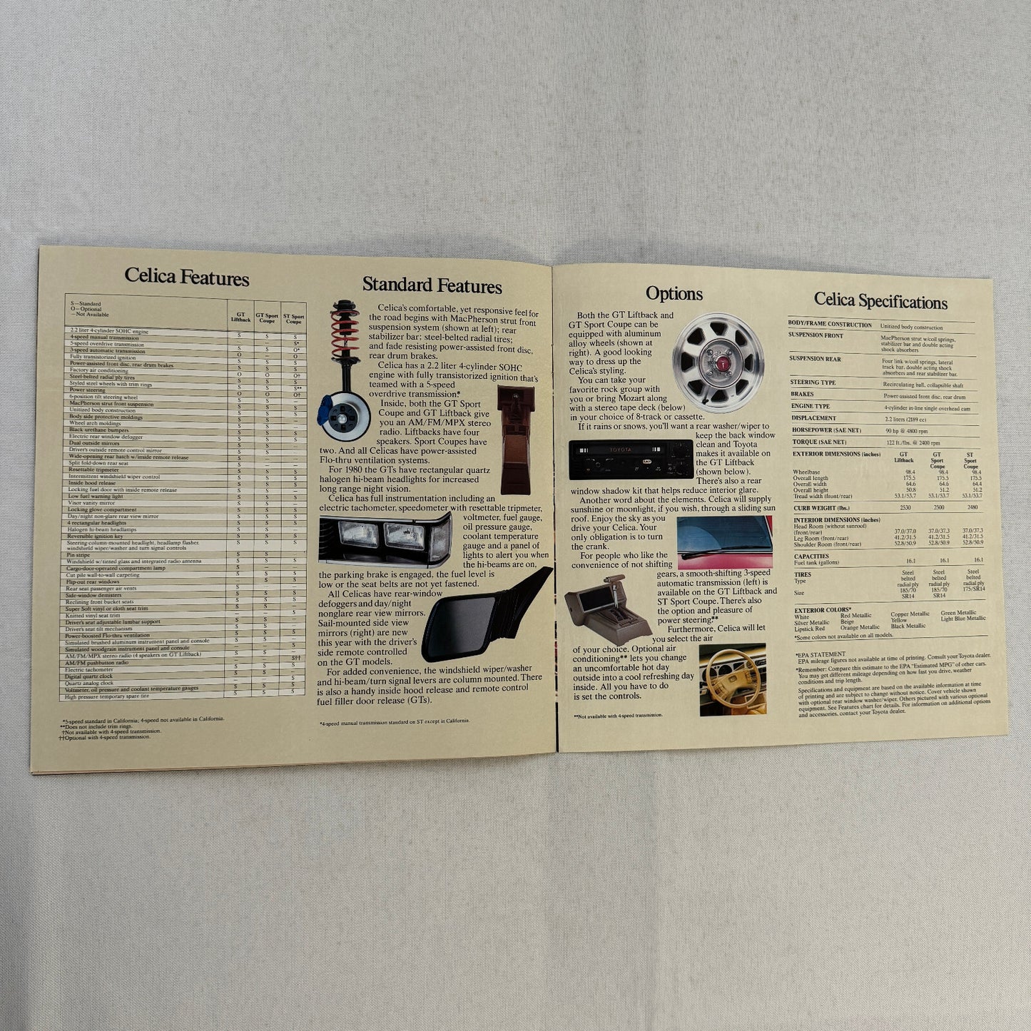 1980 Toyota Celica Car Sales Brochure Catalog GT Liftback ST Sport Coupe