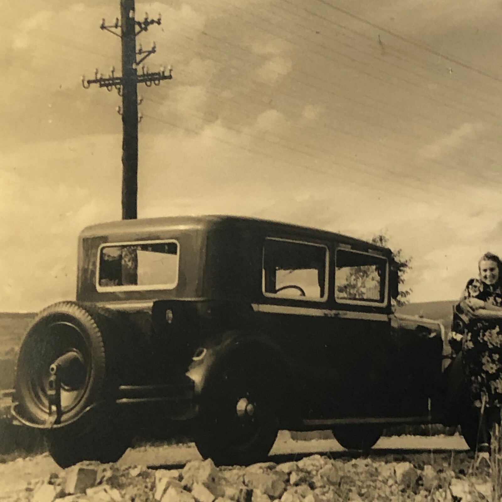 Vintage Photo Photograph Couple with Car Automobile Man Woman  - Tag AL22SM2