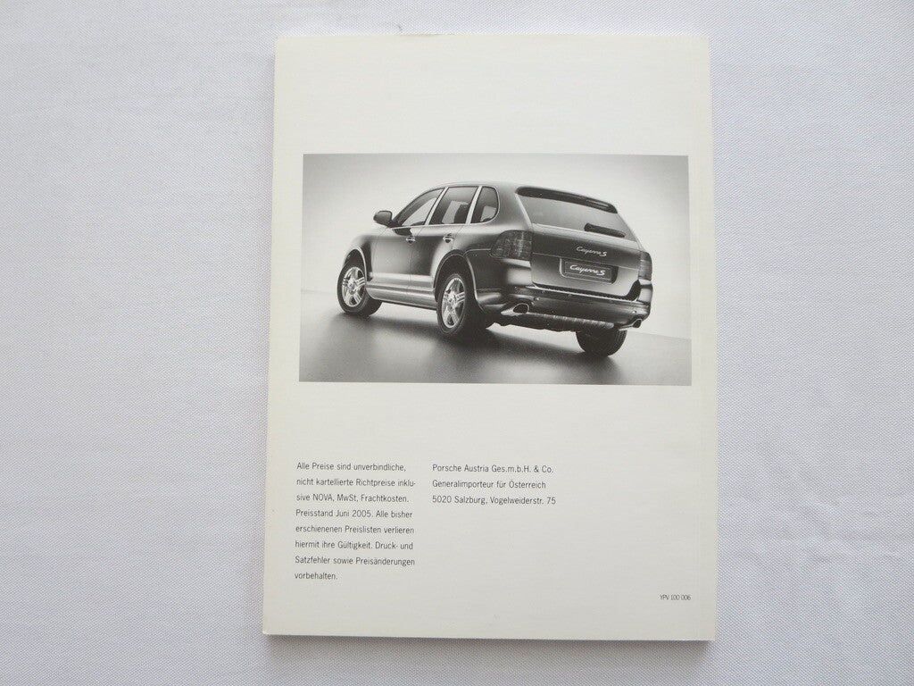 2005 Porsche Cayenne Price & Options Sales Brochure Book Catalog GERMAN 