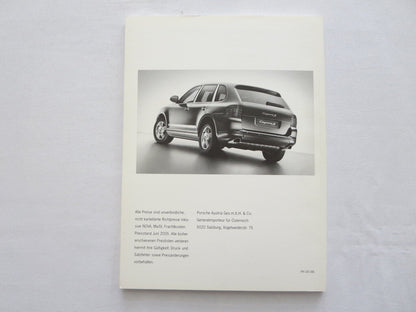 2005 Porsche Cayenne Price & Options Sales Brochure Book Catalog GERMAN 