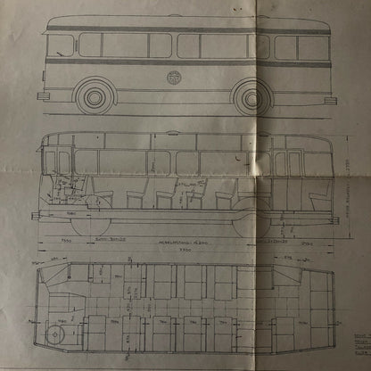 1937 Coachbuilder Bus Design Blueprint Rendering Blue Print Coach Bus Truck