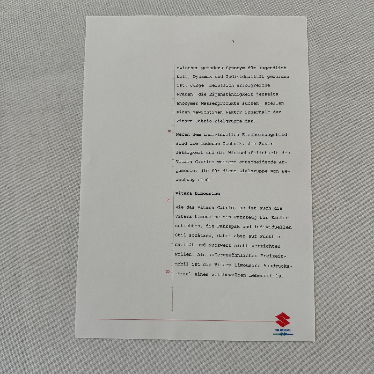 1995 Suzuki Vitara Press Kit German Text European Market Brochure Photos