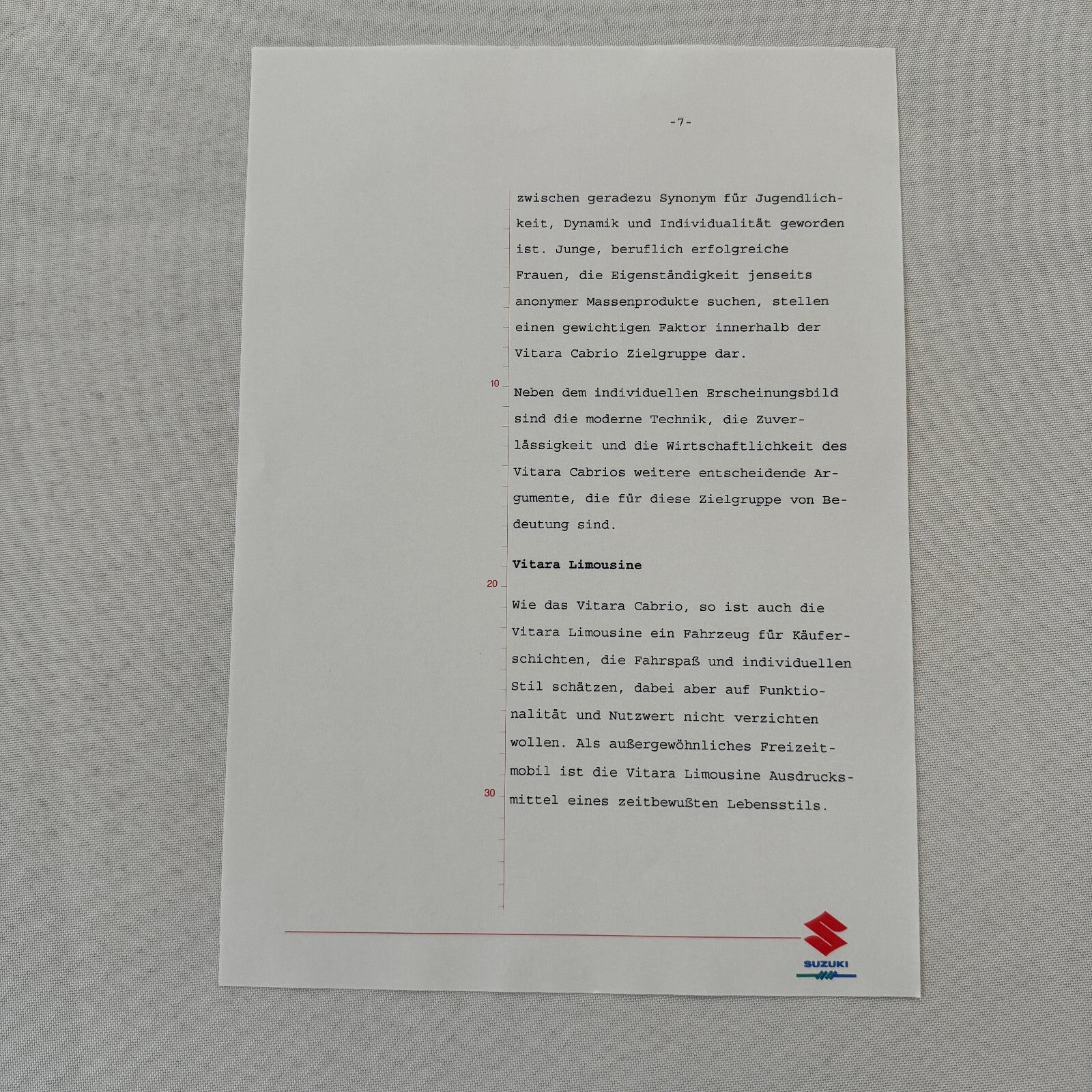 1995 Suzuki Vitara Press Kit German Text European Market Brochure Photos