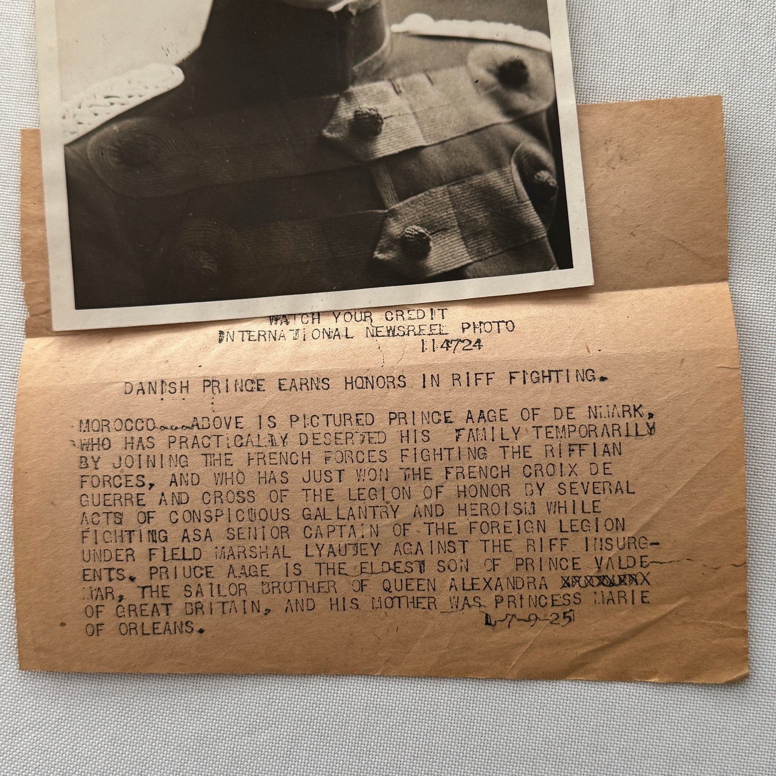Prince Aage of Denmark Joins French Legion Military 1925 Press Photo Photograph
