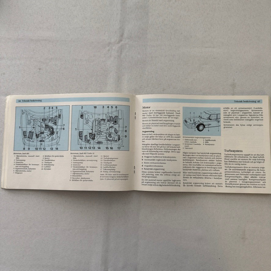 1988 Saab 900 Owners Manual Instruction Guide Book Combi Cabriolet SWEDISH TEXT