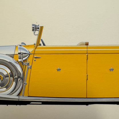 1934 Rolls Royce Phantom II Coachbuilder Cabriolet Car Illustration Art Drawing