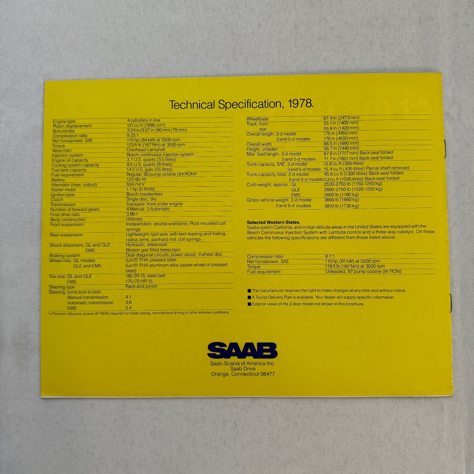 1978 Saab Car Sales Brochure Catalog Advertising Turbo EMS GLE GL