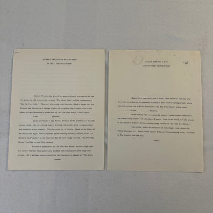 All The Way Home 1963 Movie Film Press Kit with Photo Press Release