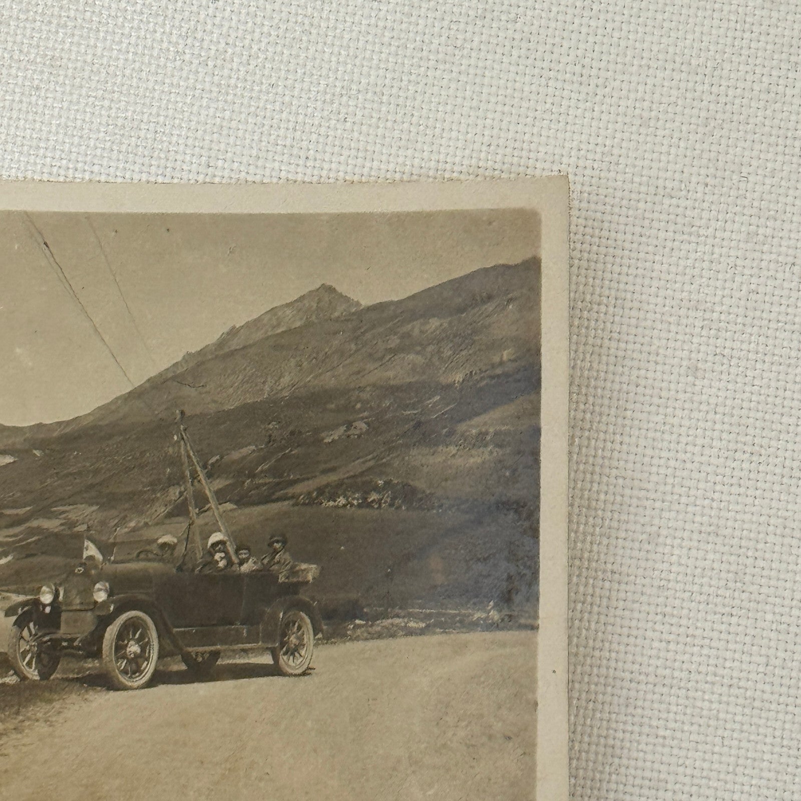 Vintage Photograph People with Antique Car Early Automobile