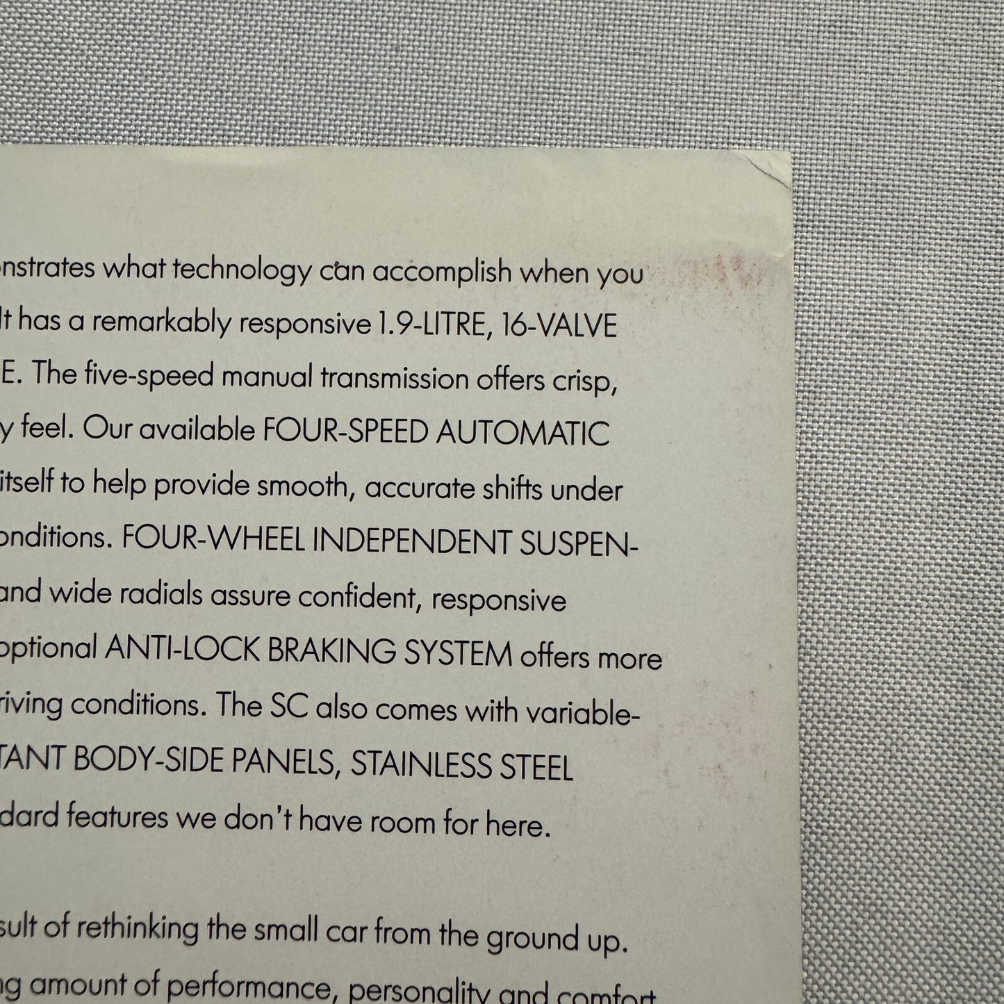 1991 Saturn Car Sales Sheet Brochure Catalog Saturn SL SL1 SL2 SC Coupe Sedan