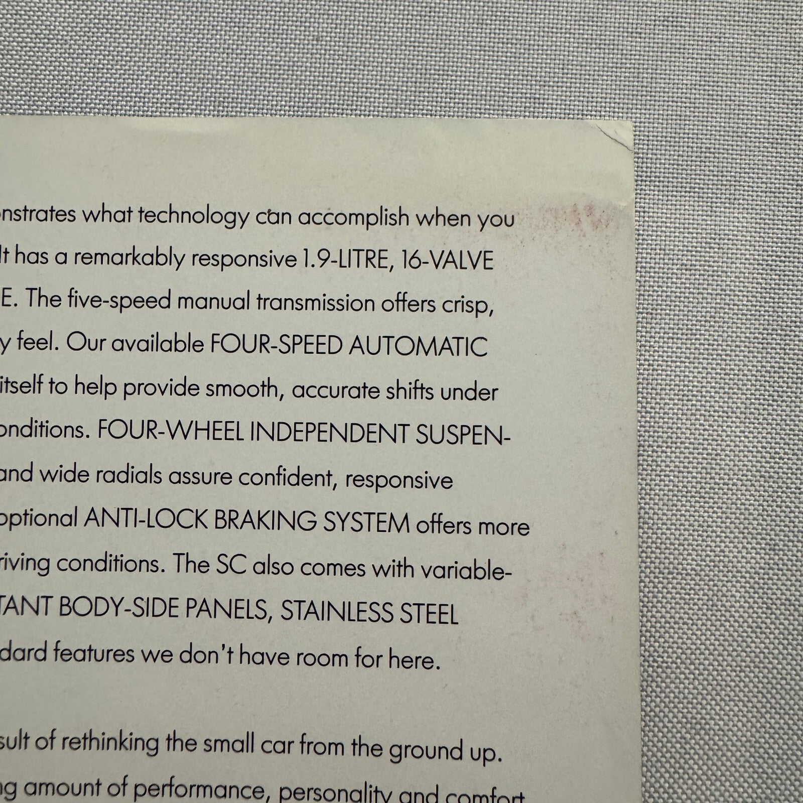 1991 Saturn Car Sales Sheet Brochure Catalog Saturn SL SL1 SL2 SC Coupe Sedan