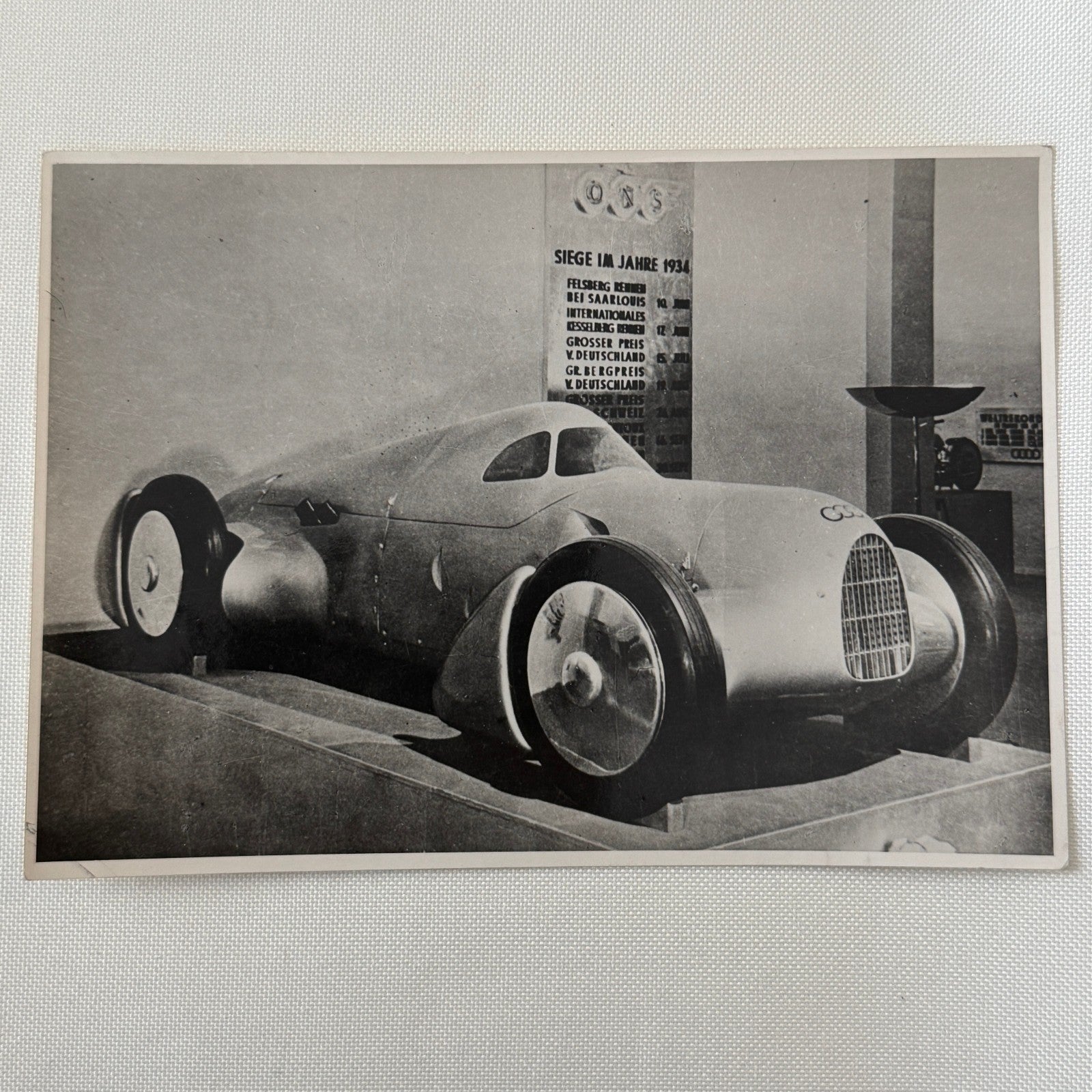 Vintage 1934 Auto Union Audi Porsche Racing Car Photo Photograph Print