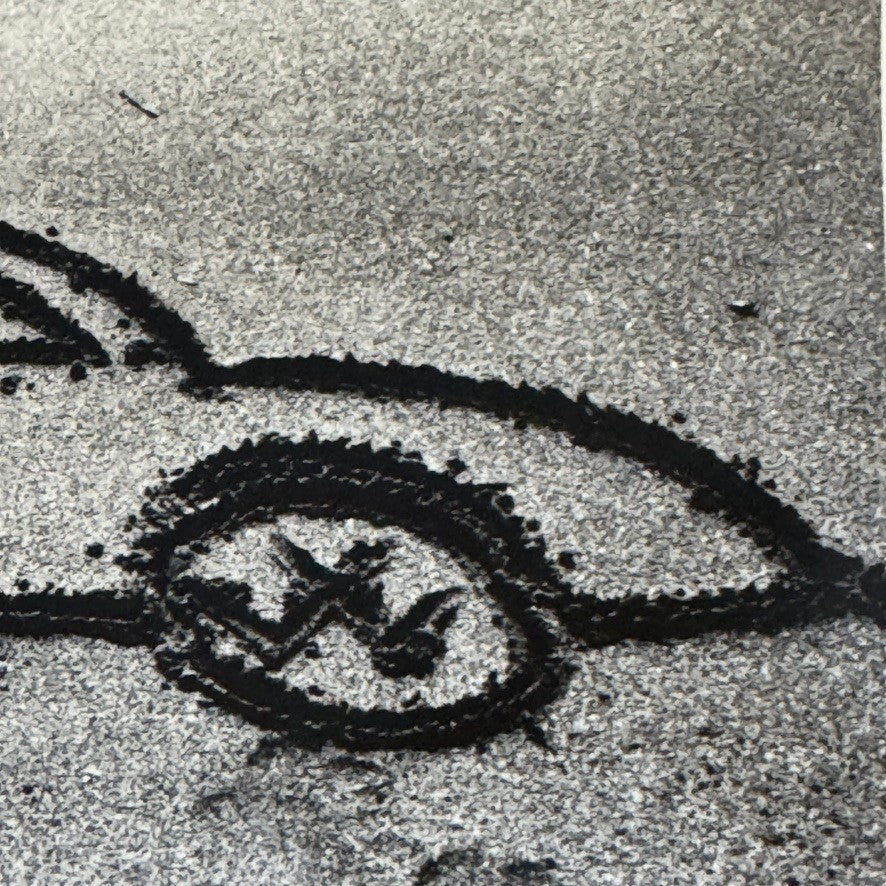 Vintage Volkswagen Beetle VW Bug Car Drawn in Sand Photo Photograph Print