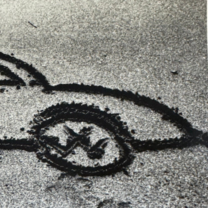 Vintage Volkswagen Beetle VW Bug Car Drawn in Sand Photo Photograph Print