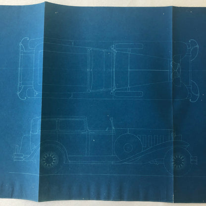 1929 Coachbuilder Car Design Blueprint Rendering Blue Print Limousine Body Style
